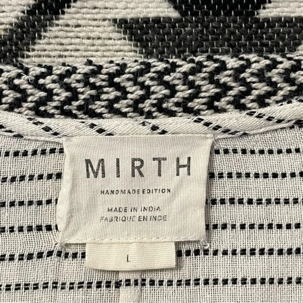 Mirth Biarritz 100% Cotton Ivory/Black Striped Dress Sz-L